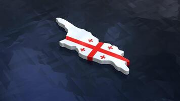3D map of Georgia moving on a blue textured floor. The country's area features the Georgia flag texture with a luma matte effect. 3d rendering video
