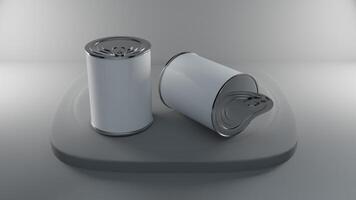 Food Tin Can Mockup 3D Rendering photo