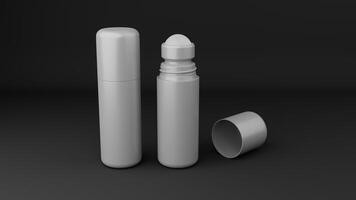 Rollon Deo mockup on black background. 3D rendering. photo