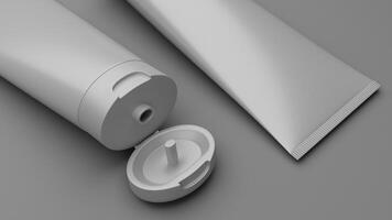 3d rendering of a tube of cream or lotion in gray background photo