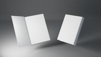 Blank A4 book hardcover mockup floating on white background 3D rendering photo