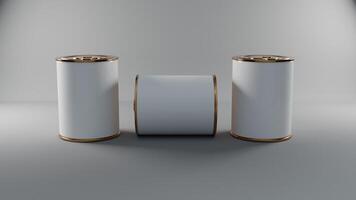 Food tin can mockup 3D rendering isolated on grey background photo