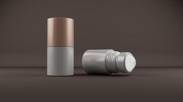 Mockup of roll on deo isolated on brown background. 3d rendering photo