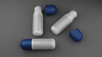 3d rendering of a set of rollon deo on a gray background photo