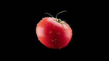3D animation of a red tomato rotating around its axis. Tomato slowly rotates 360 degrees. File contains Alpha Channel. video