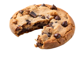 A chocolate chip cookie with a bite taken out of it png