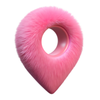Pink fluffy location gps pointer marker element 3d isolated on the transparent background png