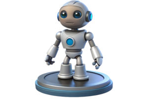 Cute android robot artificial intelligence 3d icon isolated on the transparent background png