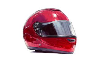 A red motorcycle helmet on a black background png