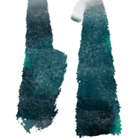 Cyan brush stroke evolving from rugged to smooth watercolor tones png