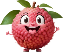 Vibrant Cartoon Lychee with a Joyful Expression. . png