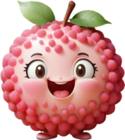Whimsical Cartoon Lychee Fruit with Cheerful Face. . png