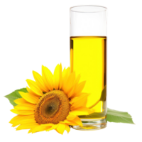 sunflower and glass of oil isolate on transparent background png
