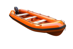 an orange inflatable boat on a transparent background png
