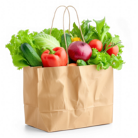 fresh vegetables in paper bag on transparent background png