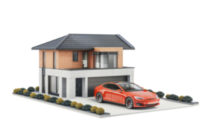 house with a car on the front and a house with a car on the side png