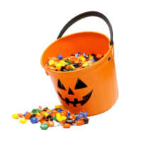 halloween bucket with candy isolate on transparency background png