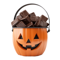 halloween candy bucket with chocolate in it on a transparent background png