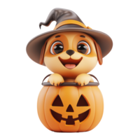 halloween dog in witch hat isolate on transparency background png