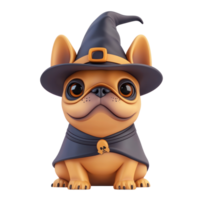 french bulldog in witch hat isolate on transparency background png
