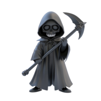 cartoon grim reaper with scythe on transparent background png