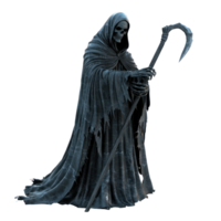 a grim reaper holding a scythe on a transparent background png