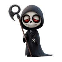 cartoon grim reaper with scythe on transparent background png