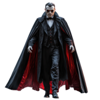 dracula walking in the dark with a cape png
