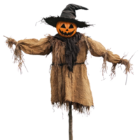 a scarecrow with a hat and a pumpkin on top png