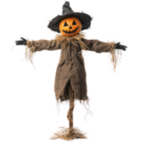 halloween pumpkin scarecrow on a stick isolate on transparency background png