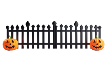 Fence with pumpkins isolate on transparency background png