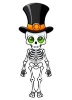 Halloween Oriented Smiling Skeleton With A Top Hat Illustration Great For Tank Top, Leggings, Cool Sticker, Poster, Aprons png