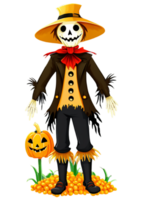 Halloween Oriented Scarecrow In A Cornfield Decorative Piece Ready For Tank Top, Leggings, Laptop Sticker, Canvas Print, Bedding png