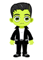 Halloween Styled Frankenstein Monster In Cute Clothing Render Perfectly Matched For Apparel, Accessories, Water Bottle Sticker, Canvas Print, Bedding png
