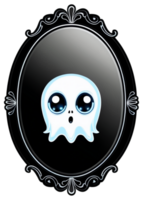 Halloween Influenced Haunted Mirror With Ghostly Reflections Graphic Element Compatible With Hoodie, Tank Tops, Funny Sticker, Framed Print, Throw Blanket png