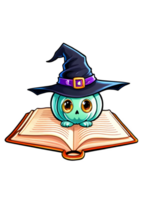 Halloween Designed Spell book With Magic Potions Composition Compatible With Garment, Skirts, Funny Sticker, Framed Print, Throw Blanket png