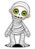 Halloween Oriented Cute Mummy Unraveling Itself Design Ideal For Tank Top, Leggings, Water Bottle Sticker, Poster, Aprons png