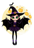 Halloween Oriented Full Moon With A Bat Or Witch Artwork Suitable For Tank Top, Leggings, Bumper Sticker, Wall Art, Acrylic Block png
