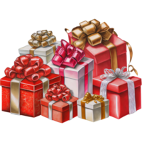 Festive Christmas Gifts Displayed Over a Transparent Background.Beautifully wrapped holiday presents set against a clear, airy backdrop, evoking the magic of the season. png