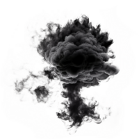 Ethereal Burst of Dark Smoke on Clear Backdrop....A mesmerizing display of swirling black smoke dissipates elegantly against a transparent background, creating an air of mystique and depth. png