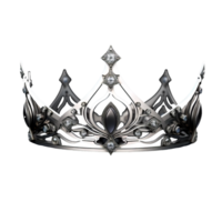 Silver fantasy crown with beautiful decorations showcased on a clear transparent background. png