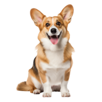 Pembroke Welsh Corgi dog stands in full profile, displaying its iconic look, against a transparent background, ready for use in various designs. png