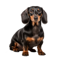 A full-body image of a Dachshund dog with a smooth coat, displayed stand-alone on a transparent background, showcasing its long silhouette. png