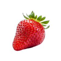 A vibrant, full-body strawberry with a detailed texture and a fresh, juicy appearance, isolated against a transparent backdrop for versatile use. png