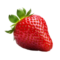 Strawberry with full body detail isolated on transparent background, showcasing its vibrant red color and surface texture. png