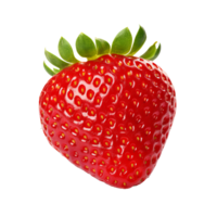 Strawberry with complete form, vivid red and seed-dotted texture, isolated on a clear, transparent backdrop. png