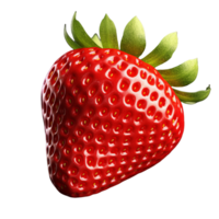 Strawberry with a detailed, ripe, red body rendered in high resolution, presented on a clear transparent background. png