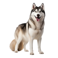 A full-body image of a Siberian Husky dog showcased on a transparent background, displaying its distinctive thick coat and alert stance. png