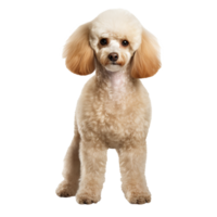 A full-body illustration of a poodle on a transparent background, displaying the dog s curly fur and distinct breed characteristics. png