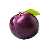 Purple plum fruit with a complete, uncut appearance, vividly rendered against a clear, transparent backdrop. png